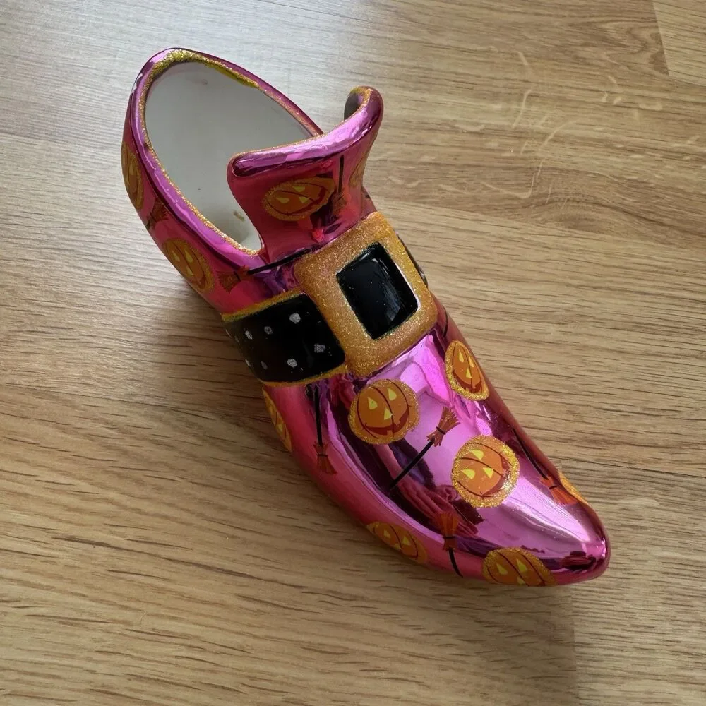 Christopher Radko‎ Foot Fright Pumpkins Halloween Witch Shoe Candy Dish